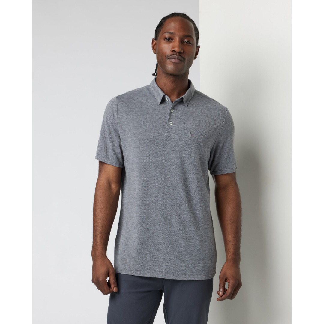 Knit Twill Polo | Heather Grey
